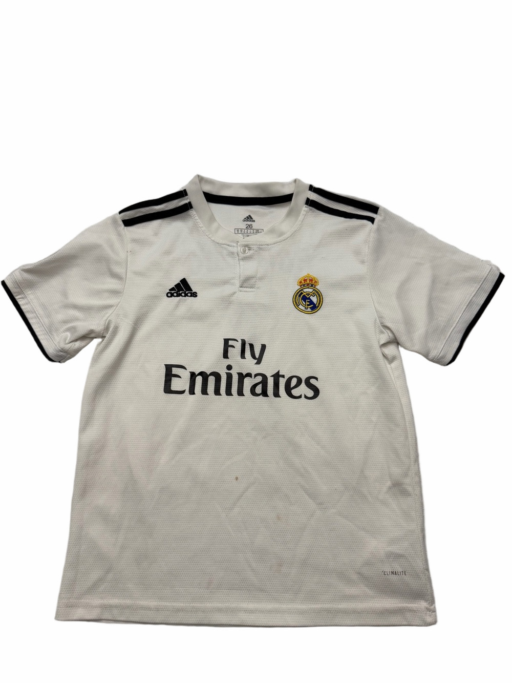 Adidas White Black Real Madrid Kids 26 Fans Soccer Jersey Ronaldo Fly Emirates